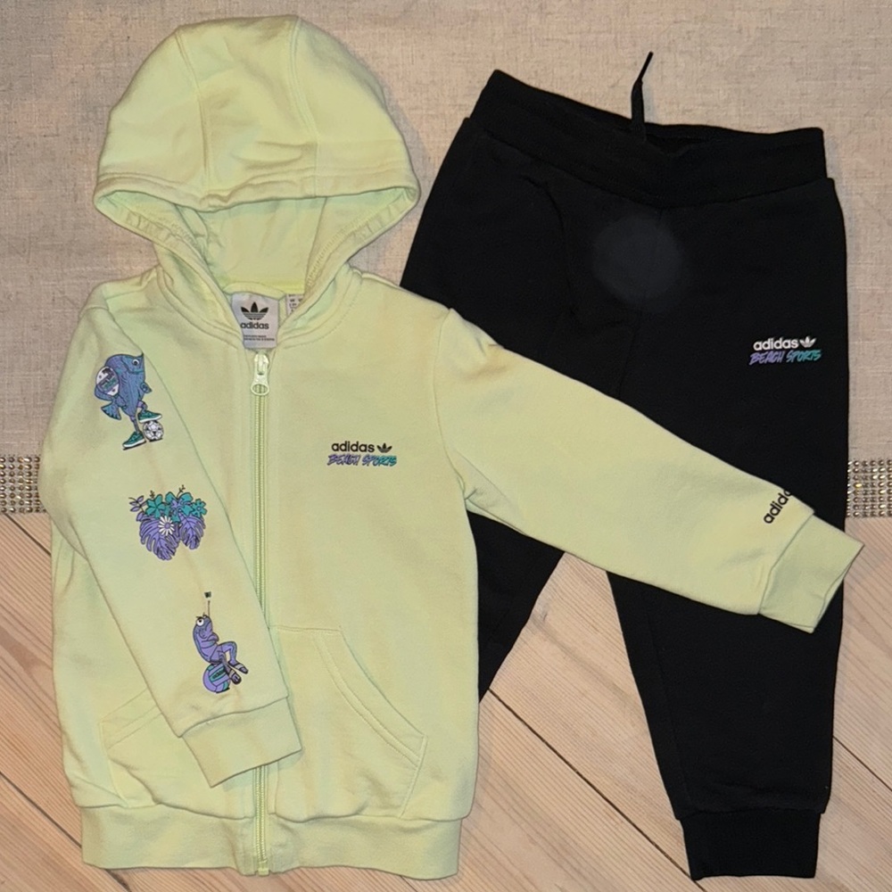 Adidas Kids Hoodie and Joggers Set - Yellow and Black